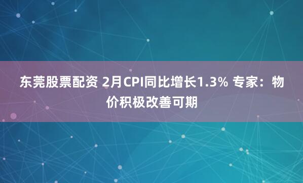 东莞股票配资 2月CPI同比增长1.3% 专家：物价积极改善可期